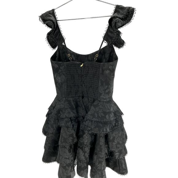 V. Chapman Ruffled Black Patisserie Dress Size 4 - Picture 3 of 4